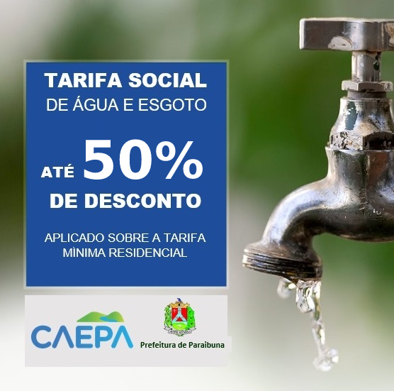 Serviço de utilidade pública: Tarifa Residencial Social - um benefício da CAEPA à população de baixa renda de Paraibuna