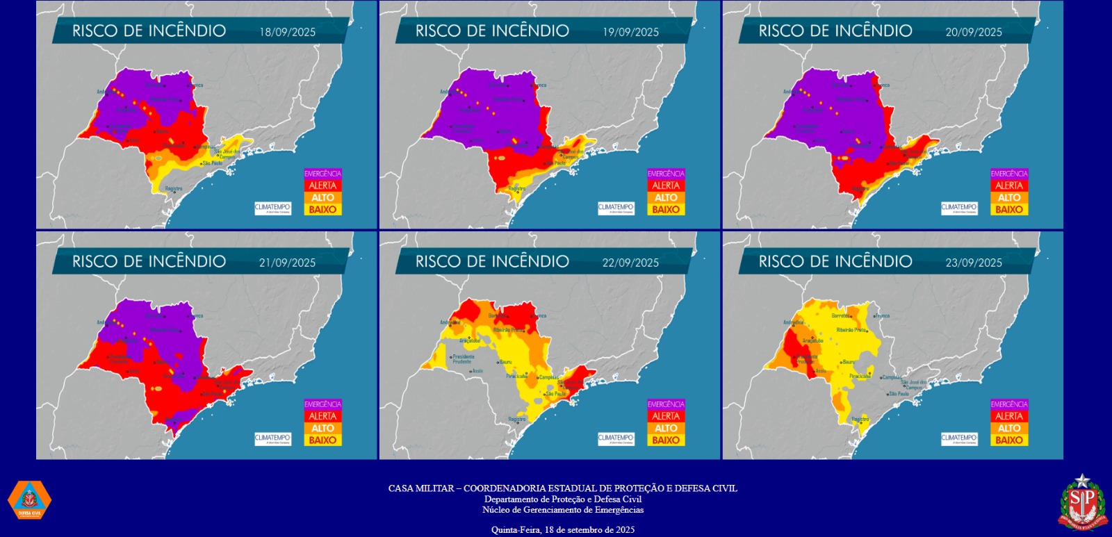 Defesa Civil municipal alerta para o alto risco de incêndios em áreas de vegetação seca nos próximos dias