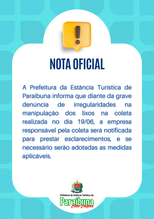 Nota oficial coleta de lixo