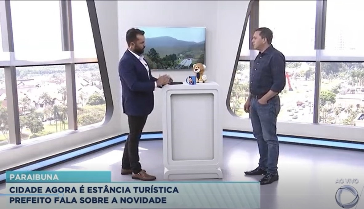 Prefeito de Paraibuna, Vitão Miranda, concede entrevista ao programa Balanço Geral da Record TV Vale