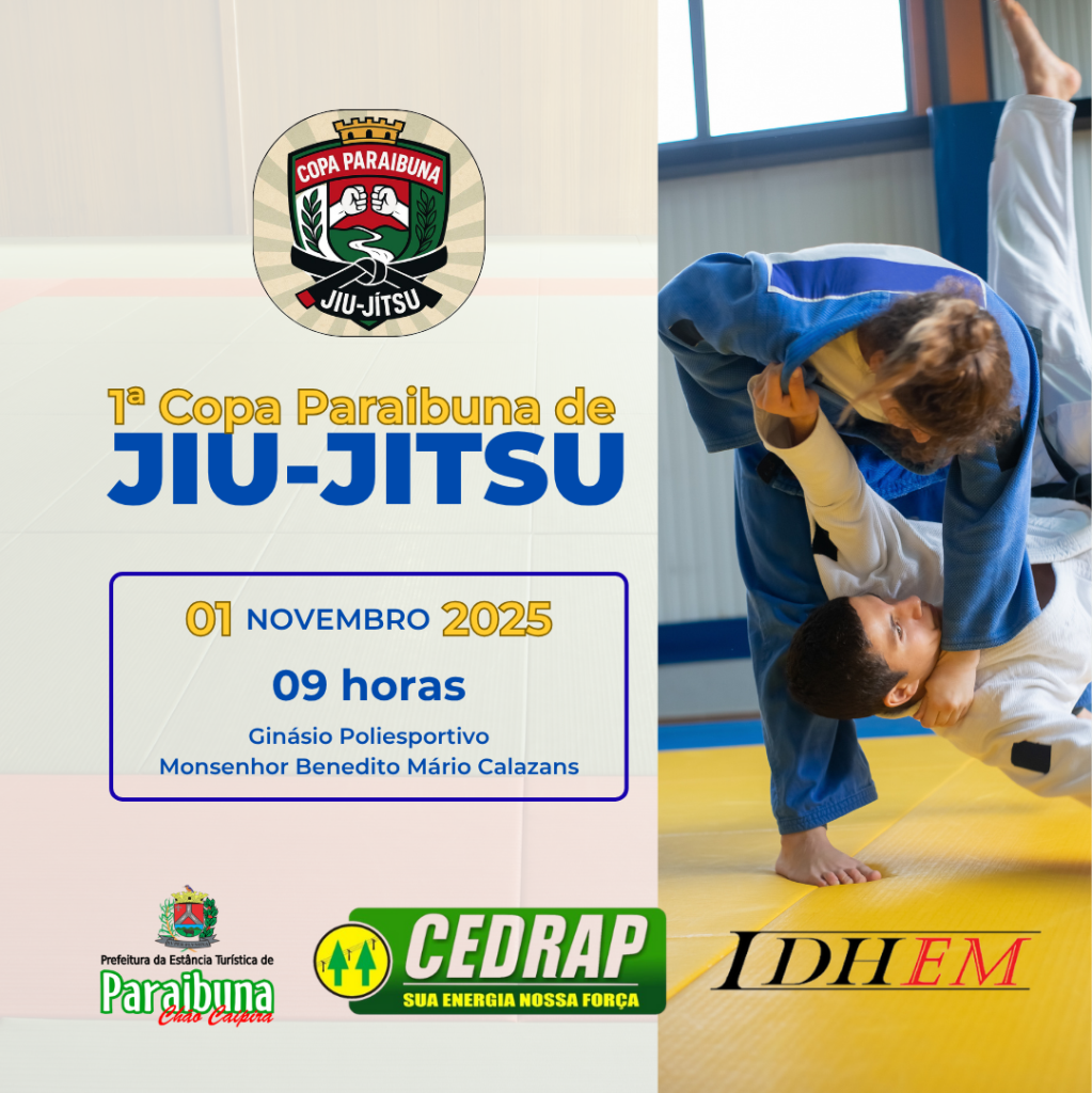 Município promoverá a 1ª Copa Paraibuna de Jiu-Jitsu