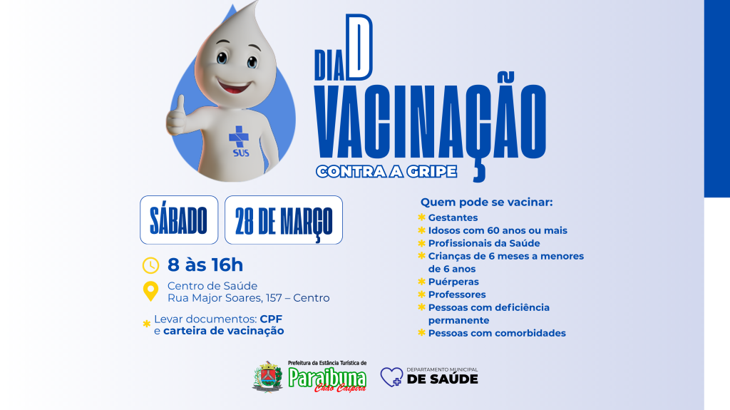 Dia D de vacinação contra a influenza acontece neste sábado (28)