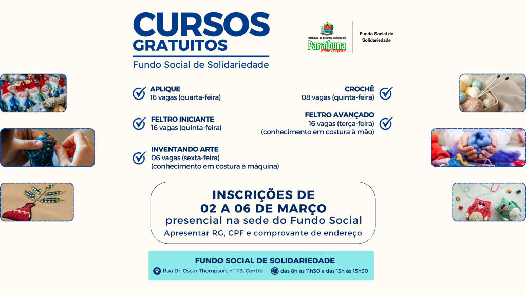 Fundo Social de Solidariedade abre inscrições para cursos gratuitos em 2026