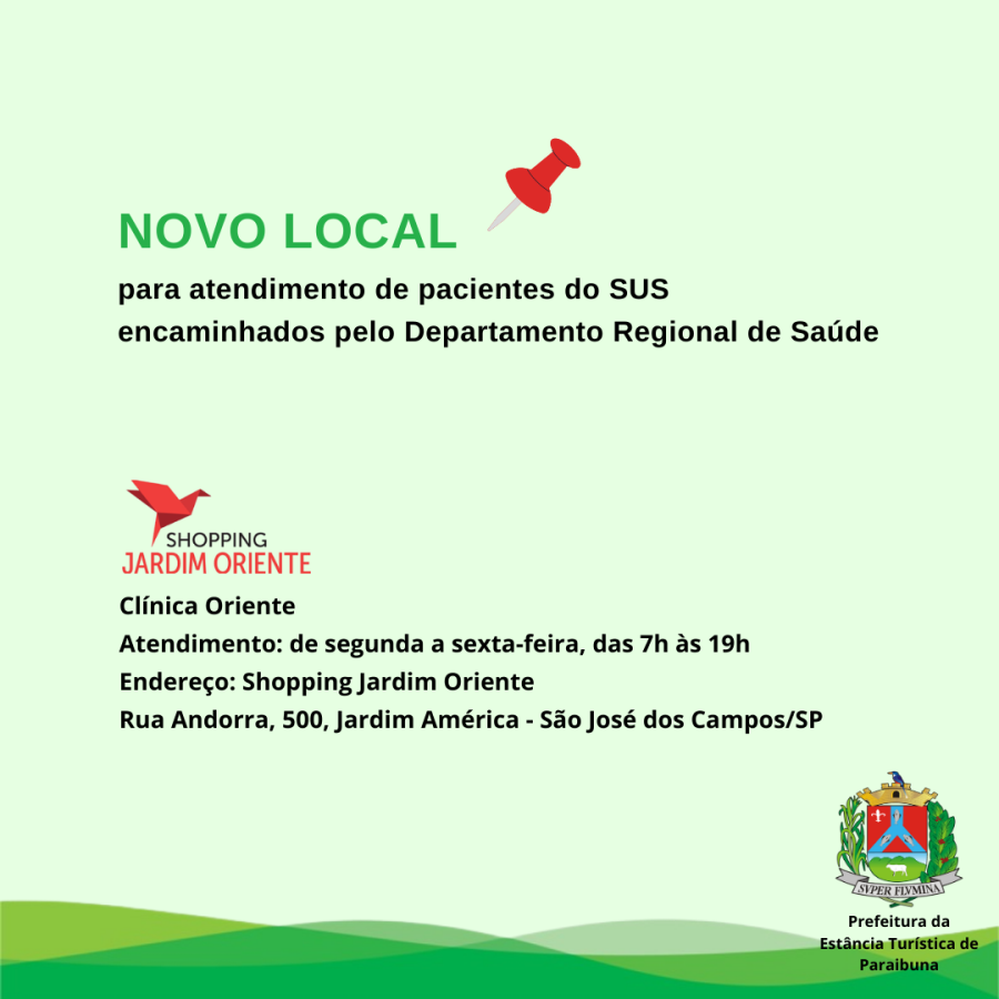 Prefeitura de Paraibuna comunica nova clínica para atendimento de pacientes do SUS em São José dos Campos