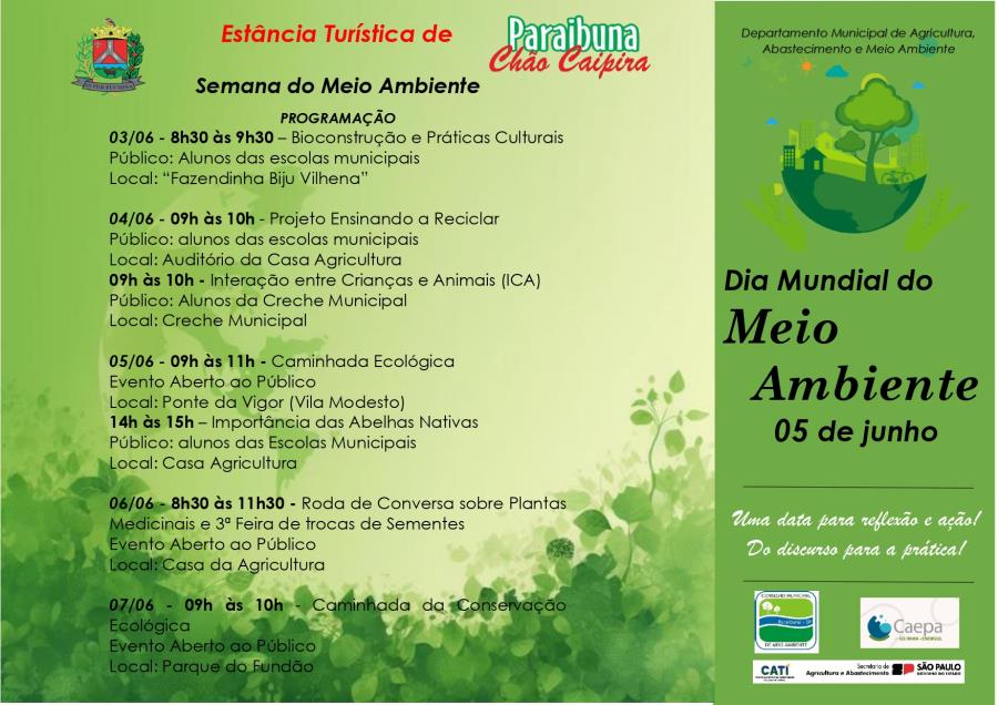 Semana do Meio Ambiente terá programação especial na Estância Turística de Paraibuna