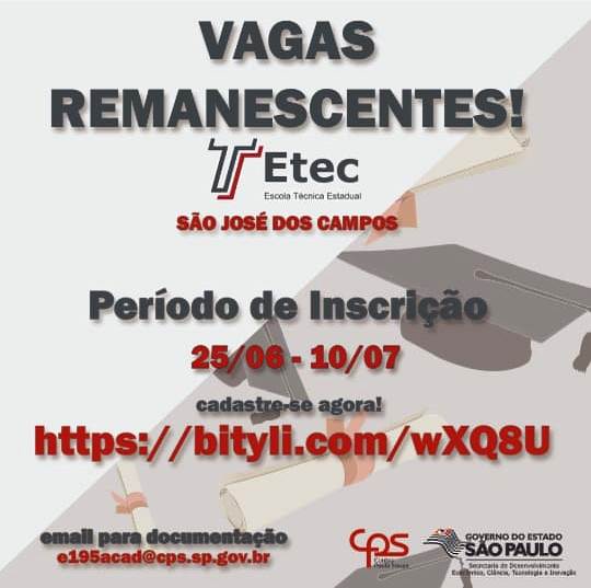 Oportunidade: ETEC (Polo Paraibuna) está com vagas remanescentes para o curso Técnico de Administração