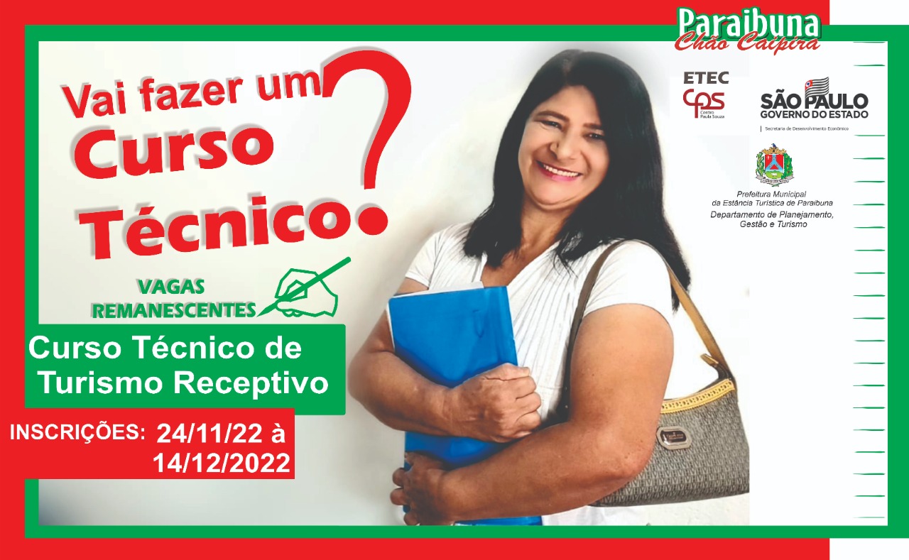 14/12 é o último dia para inscrições de Vagas Remanescentes do curso Técnico de Turismo Receptivo da ETEC
