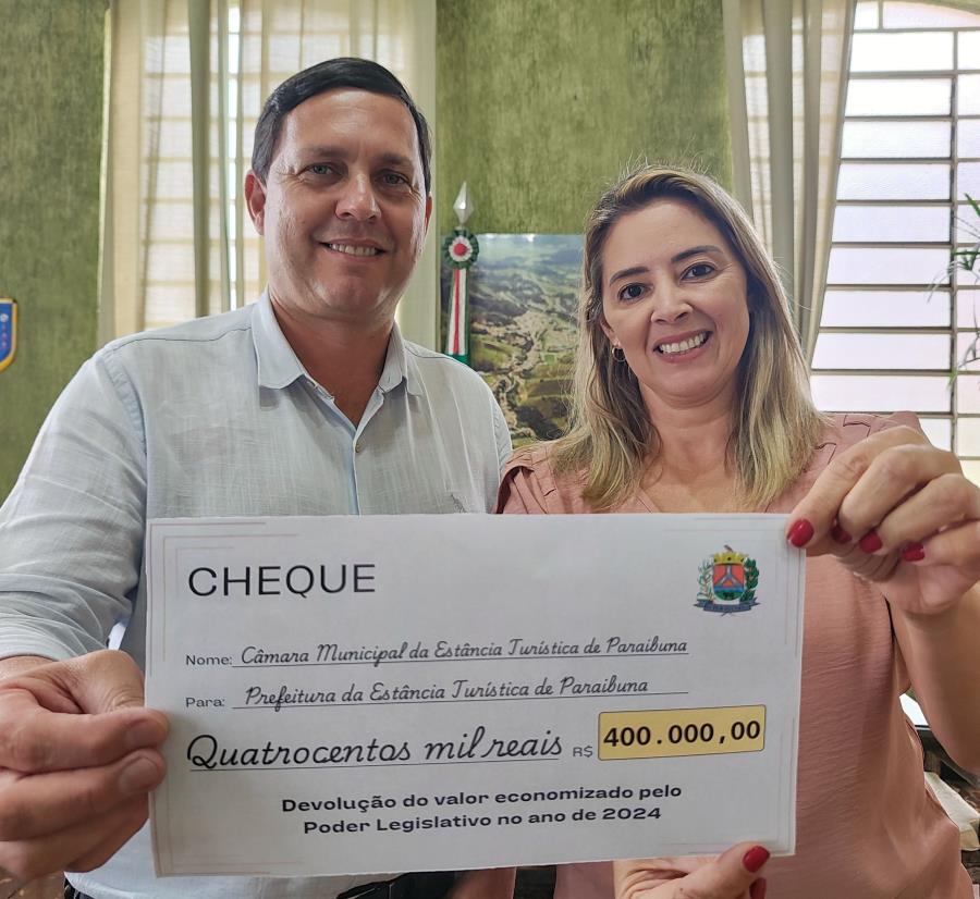 Câmara Municipal repassa R$ 400 mil aos cofres da Prefeitura de Paraibuna