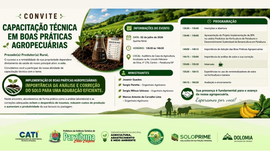 Capacitação técnica em Boas Práticas Agropecuárias orientará produtores rurais de Paraibuna