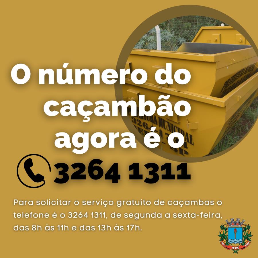 Serviço de caçambas tem novo telefone