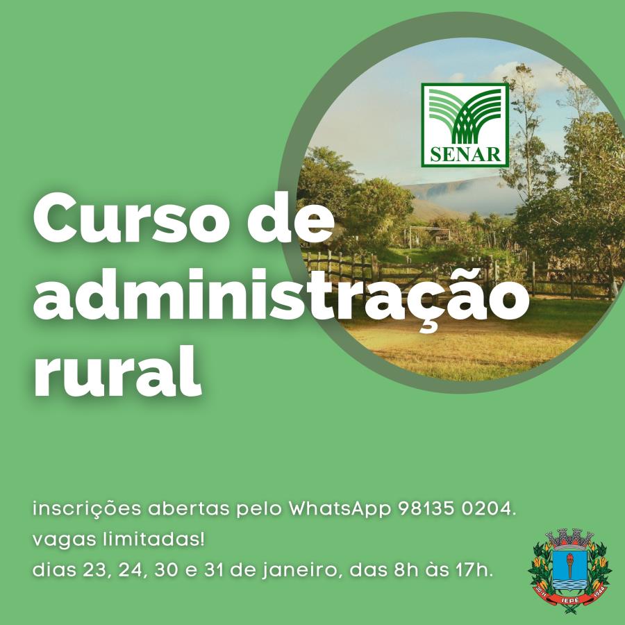 Curso gratuito de administração rural é oferecido em Iepê