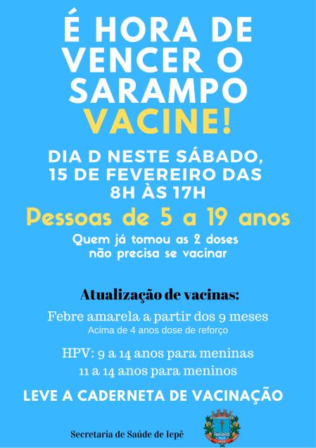 Dia D de vacinação contra o sarampo é neste sábado
