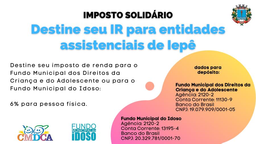 Parte do Imposto de Renda de 2021 pode ser doado para entidades assistenciais de Iepê