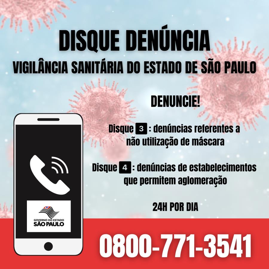 Covid-19: disque denúncia da Vigilância Sanitária