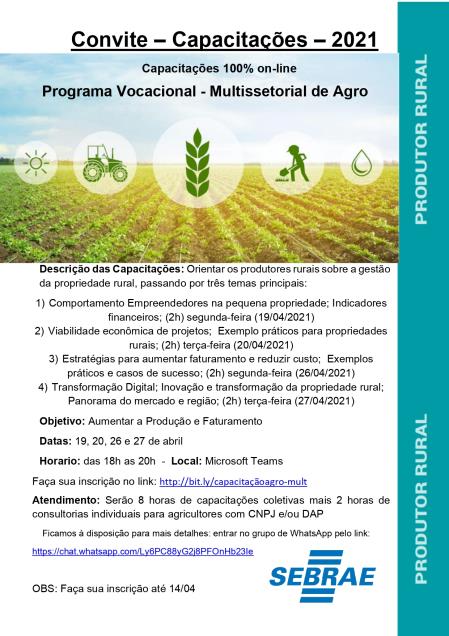 Capacitação Sebrae: multisetorial de agro
