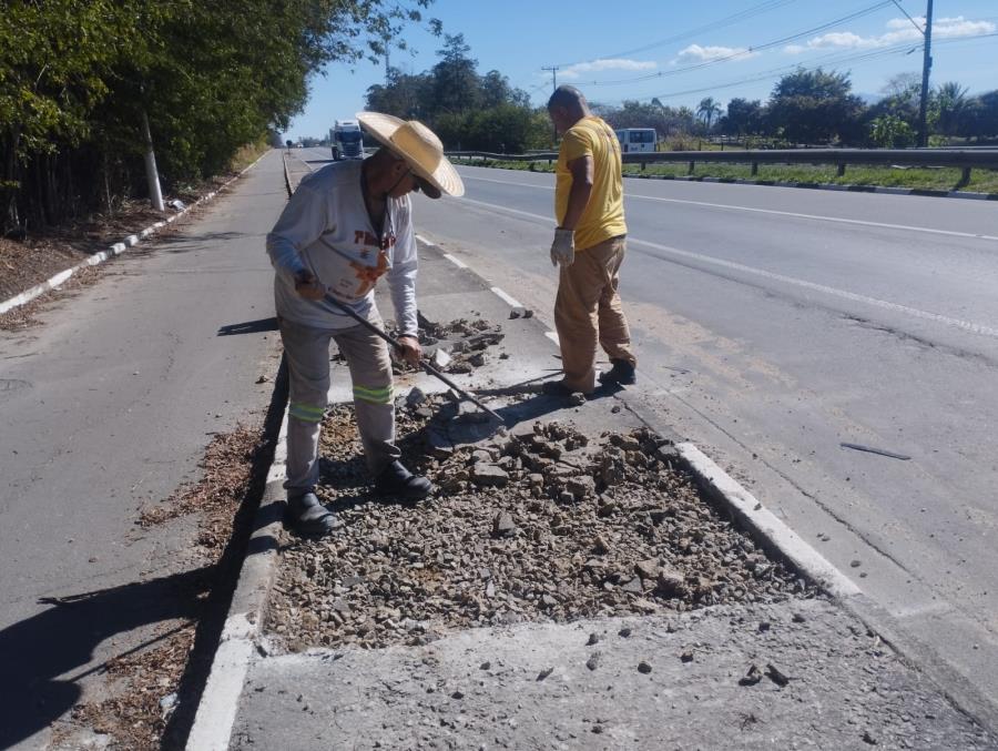 Subprefeitura de Moreira César reforma mais de 4 km de calçada na ciclovia da SP-62