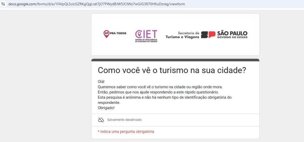 Pindamonhangaba participa da pesquisa online de Percepção do Turismo do Estado