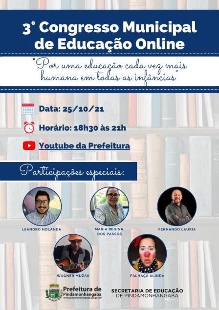 15/10 - Pinda promove 3º Congresso Municipal de Educação Online dia 25