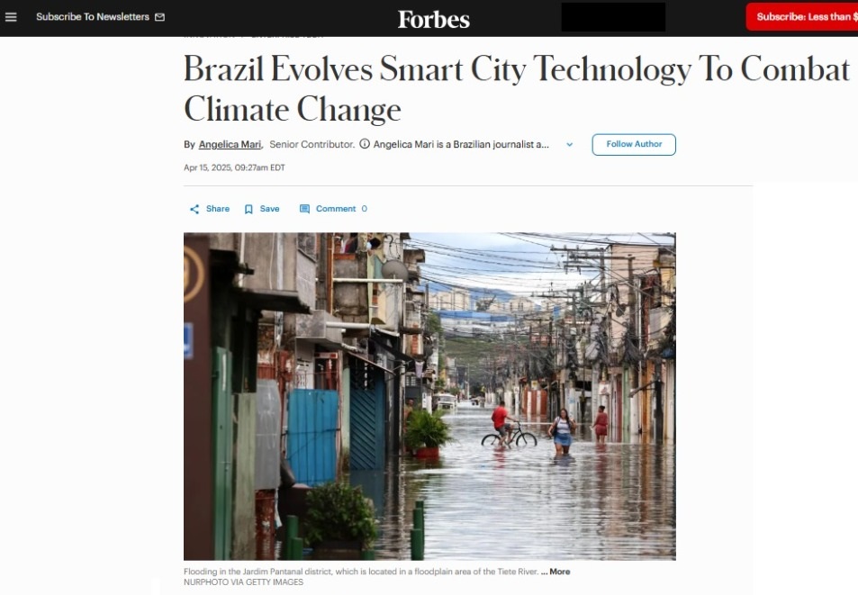 Revista Forbes destaca uso de tecnologia em Pinda para salvar vidas e prever acidentes climáticos