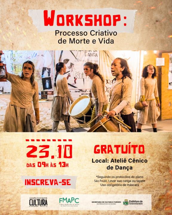 19/10 - Workshop gratuito Processo Criativo Morte será realizado no próximo sábado