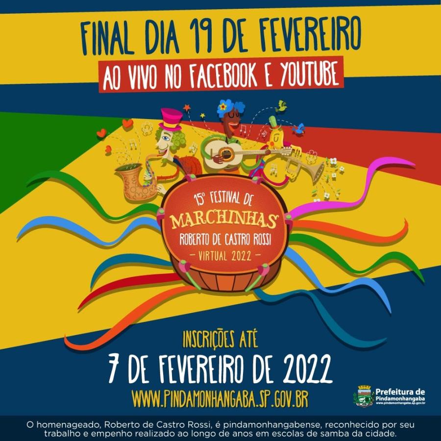21/01 - Inscrições para o Festival de Marchinhas são prorrogadas até o dia 7 de fevereiro - Prefeitura de Pindamonhangaba 21/01 - Inscrições para o Festival de Marchinhas são prorrogadas até o dia 7 de fevereiro - Prefeitura de Pindamonhangaba