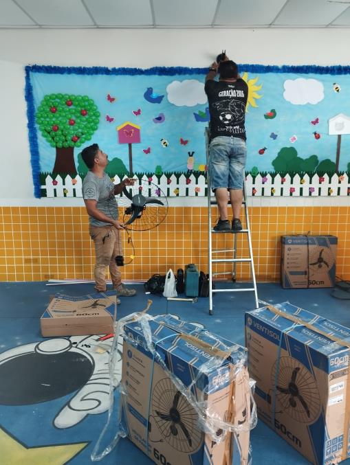 Novos ventiladores são instalados no CMEI Rosália de Fátima, no Crispim