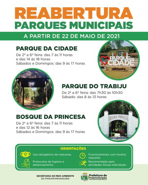 21/05- Parques e bosque serão reabertos no sábado