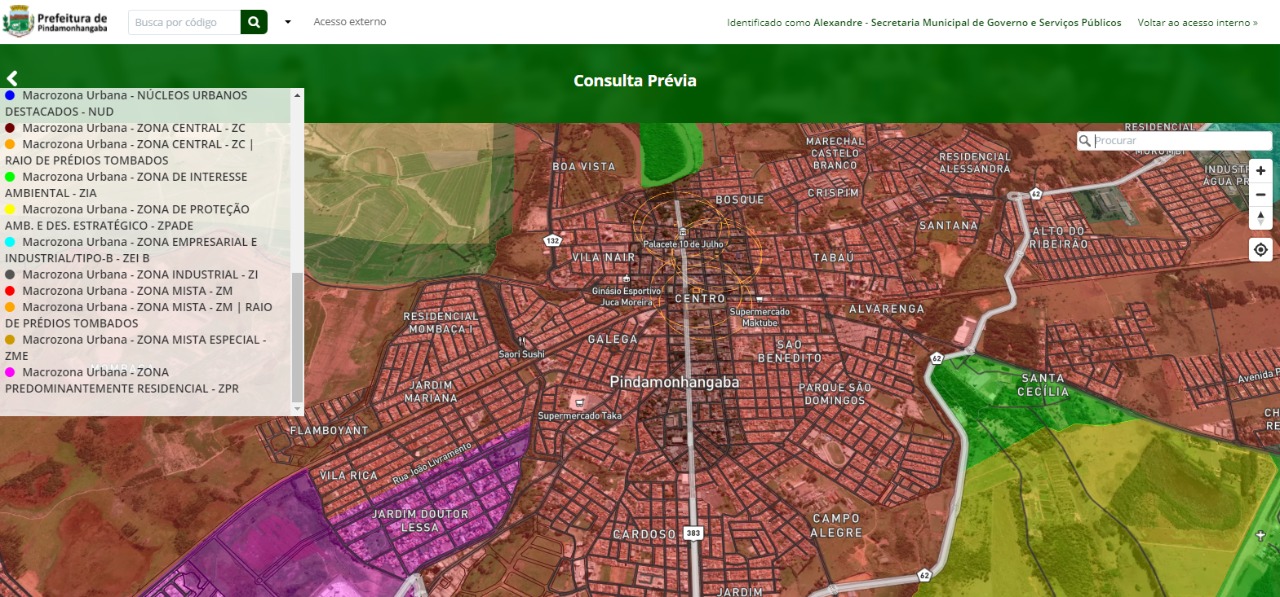 23/09 - Zoneamento Urbano: Mapa do Município possibilita consulta prévia para profissionais