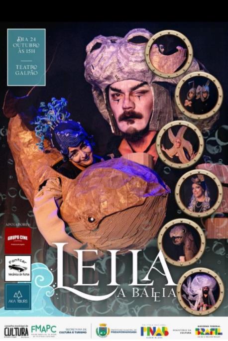 Espetáculo gratuito “Leila, a Baleia” será apresentado sexta e sábado no Teatro Galpão