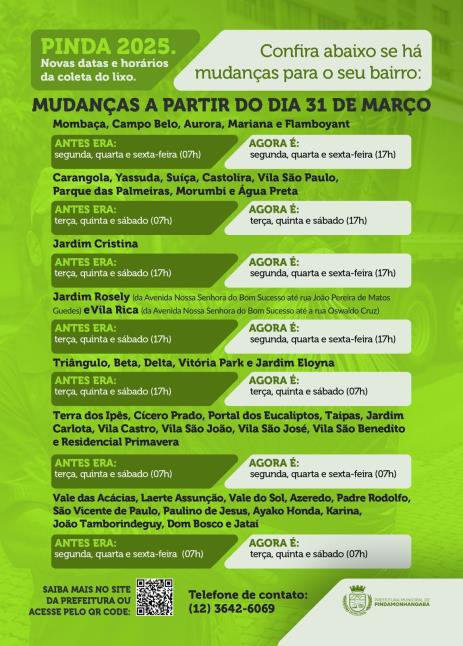Pinda altera programação da coleta de lixo em 43 pontos da cidade