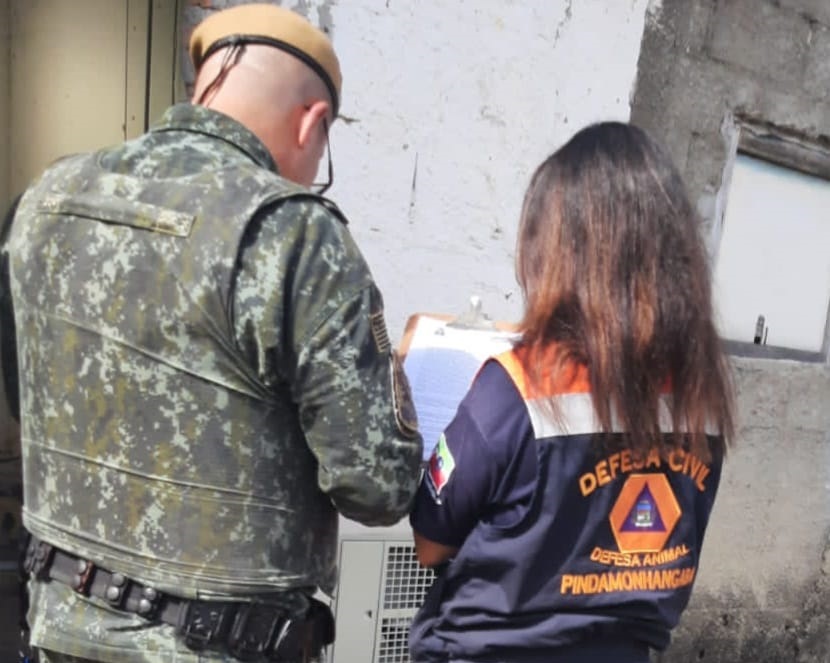 Defesa Animal de Pinda e Polícia Militar Ambiental resgatam cachorro abandonado