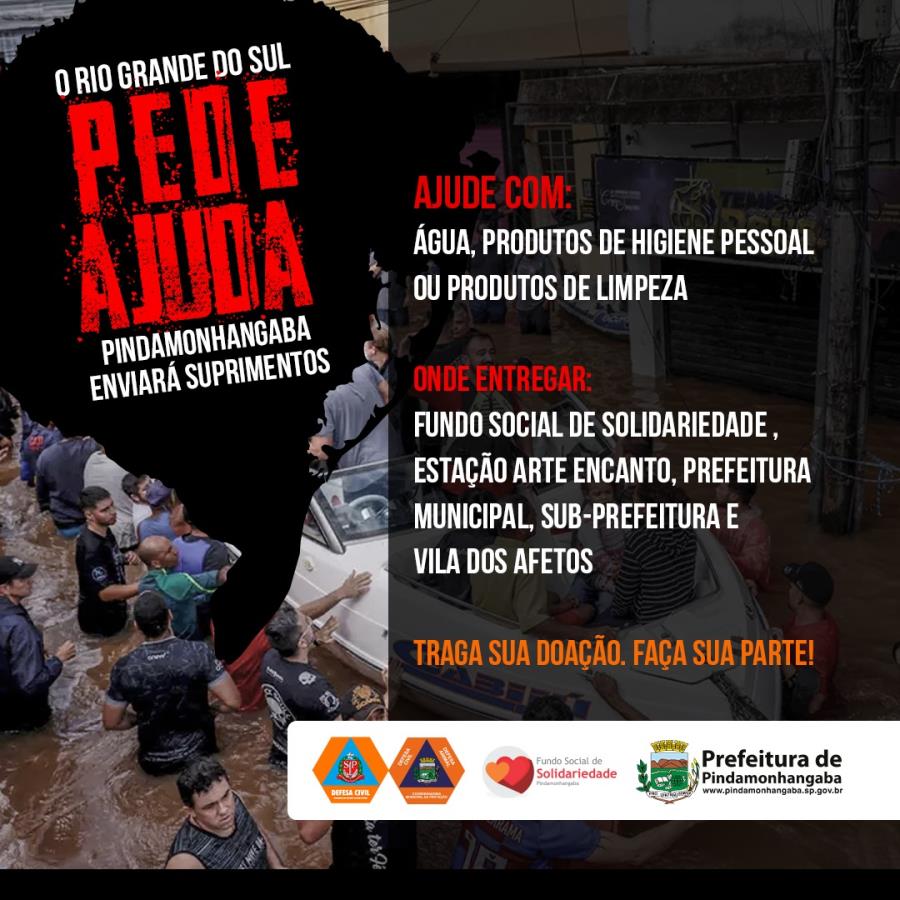 Pinda lança campanha para ajudar cidades do Rio Grande do Sul