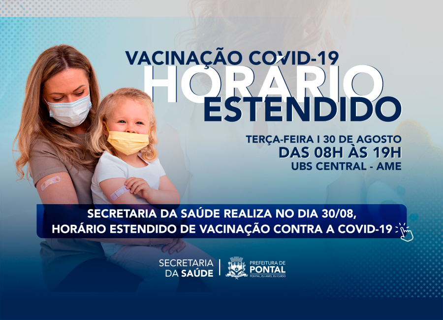 VACINAÇÃO CONTRA A COVID-19 COM HORÁRIO ESTENDIDO NESTA TERÇA-FEIRA 31/0