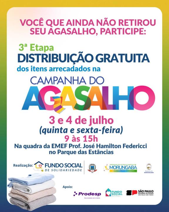 VOCÊ QUE AINDA NÃO RETIROU SEU AGASALHO, PARTICIPE!