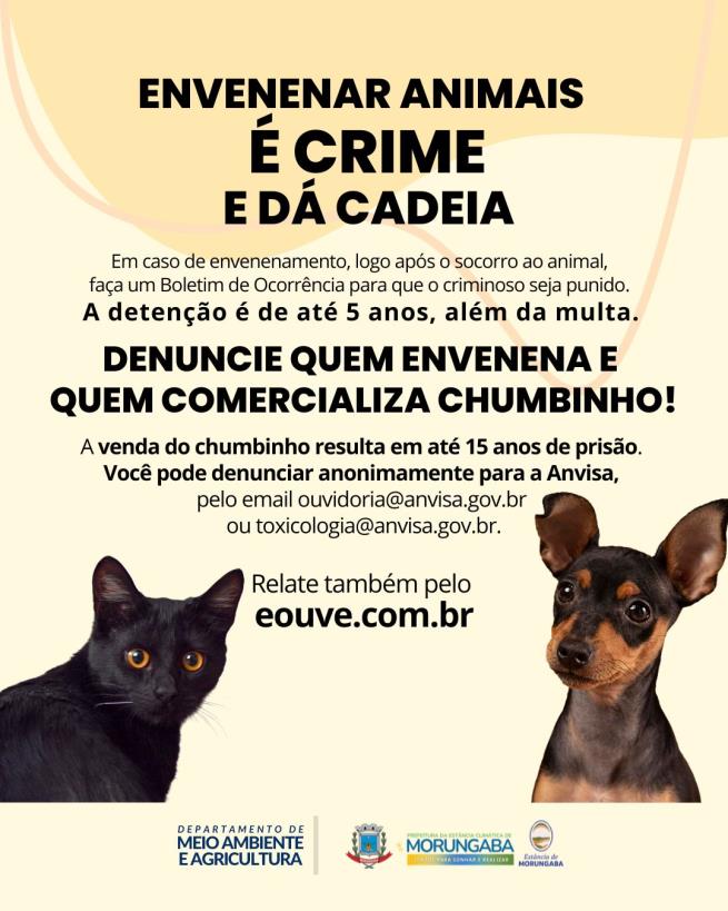 ENVENENAR ANIMAIS É CRIME E DÁ CADEIA!