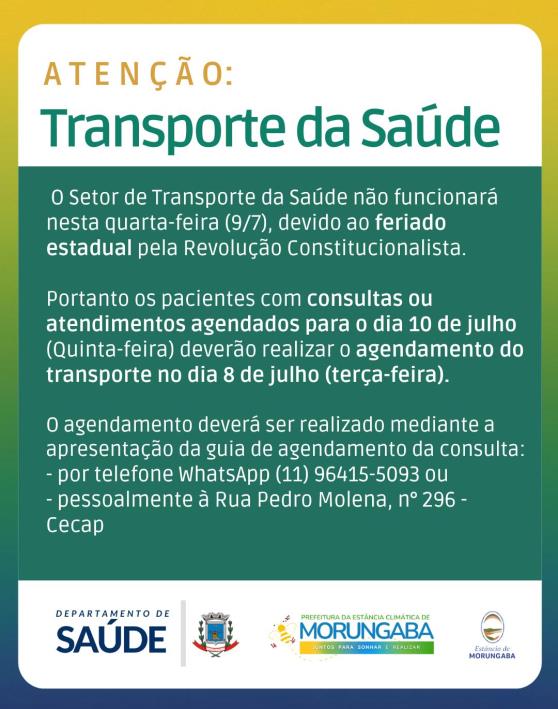 Atenção: Transporte da Saúde