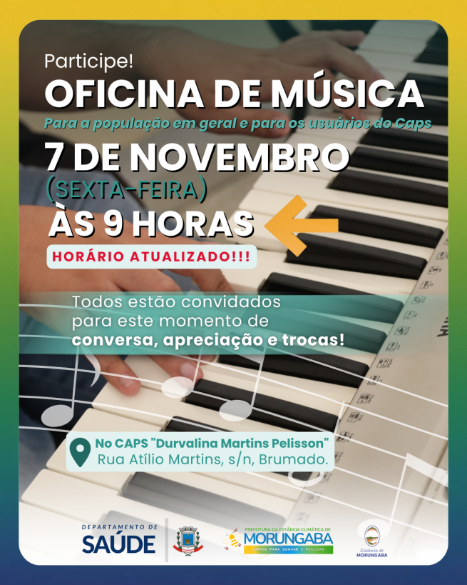 Oficina de música aberta ao público