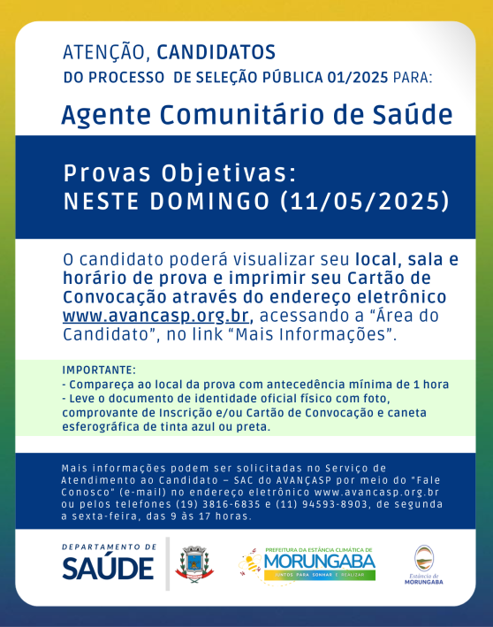ATENÇÃO, CANDIDATOS