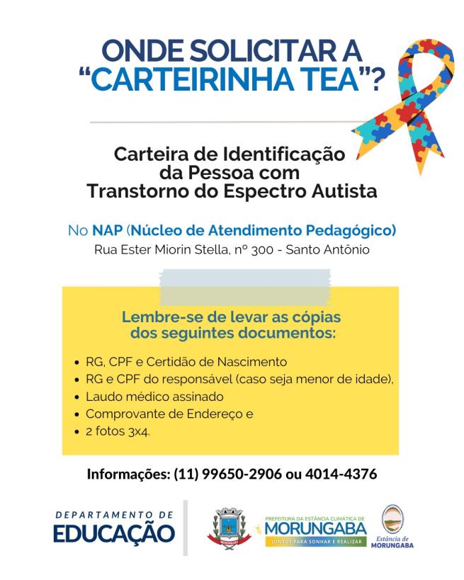 PRECISA SOLICITAR A CARTEIRINHA TEA?