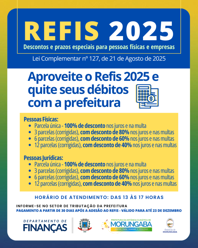 REFIS 2025: OPORTUNIDADE PARA SEUS DÉBITOS COM A PREFEITURA