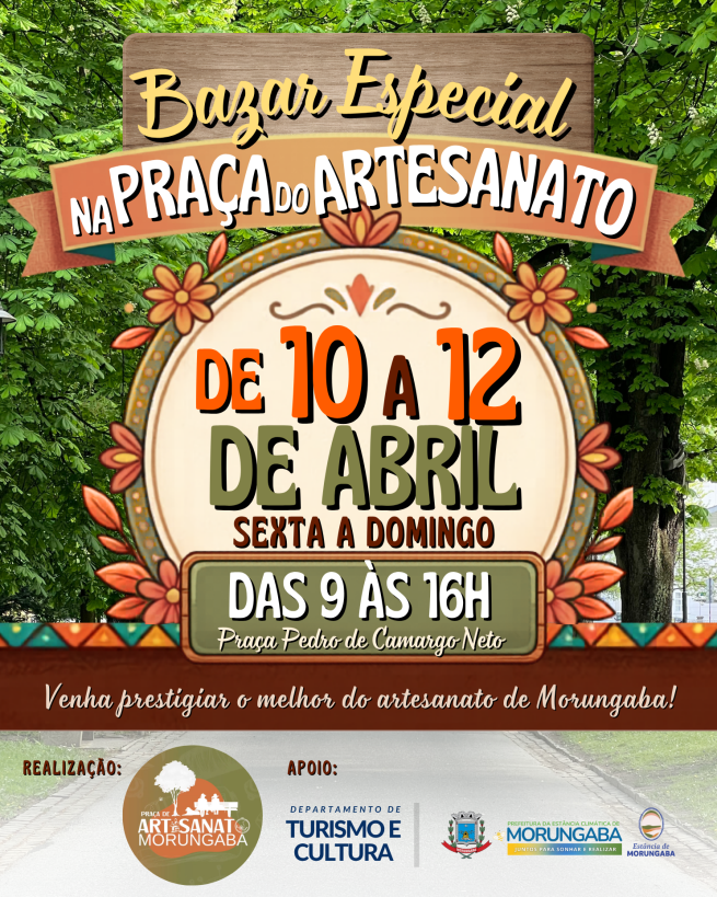 BAZAR ESPECIAL NA PRAÇA DE ARTESANATO ´NESTE FIM DE SEMANA!