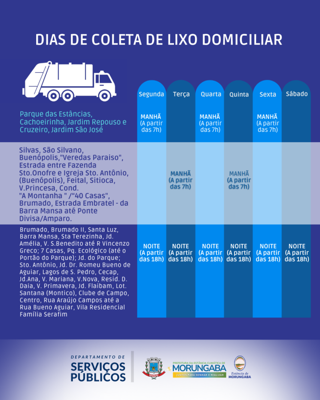 Confira os dias de coleta de lixo domiciliar