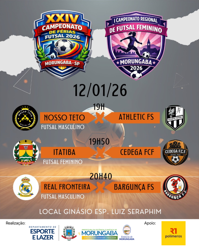 DIA DE FUTSAL EM MORUNGABA: MASCULINO E FEMININO!