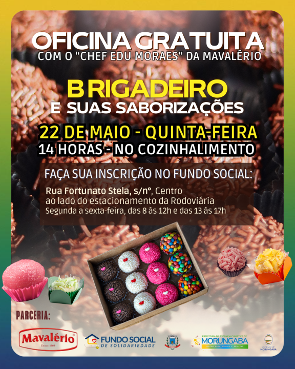 Oficina gratuita: Brigadeiro e suas saborizações