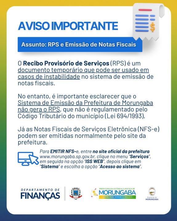 📢 AVISO IMPORTANTE – RPS e Emissão de Notas Fiscais