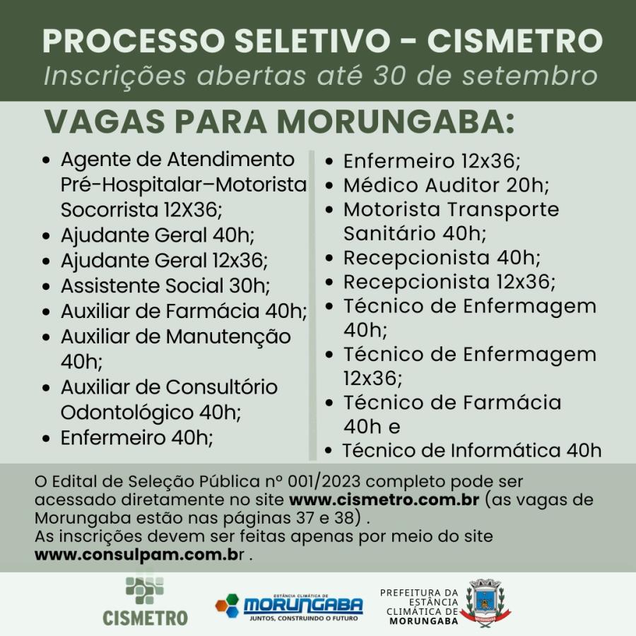 Cismetro está com inscrições abertas para Processo Seletivo até 30 de setembro