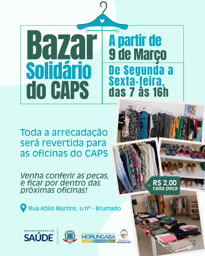 BAZAR SOLIDÁRIO DO CAPS: PARTICIPE E AJUDE!