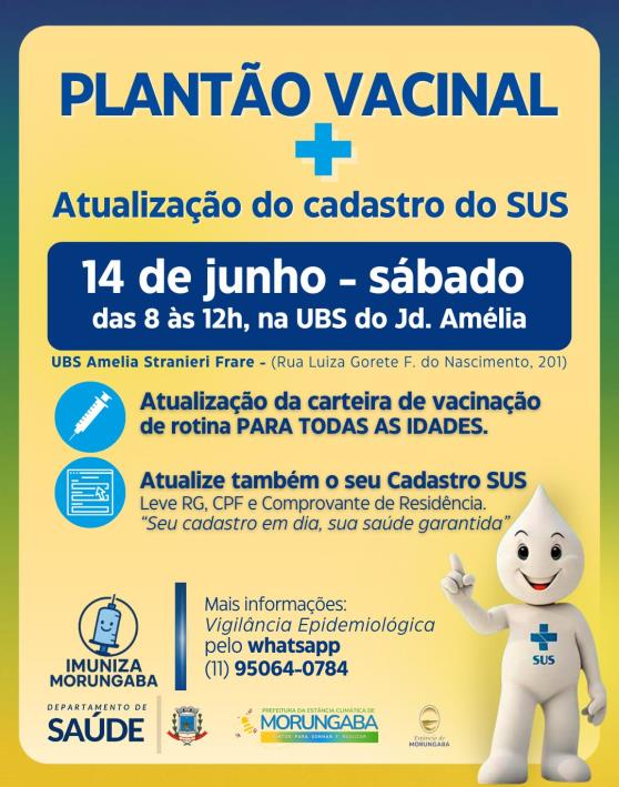 📣 PLANTÃO VACINAL + Atualização do cadastro do SUS 📝