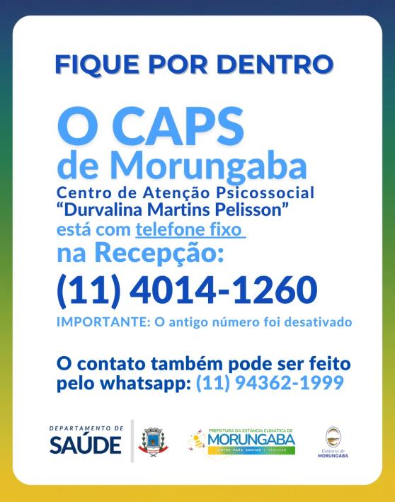 CONTATO DO CAPS EM MORUNGABA (RECEPÇÃO)