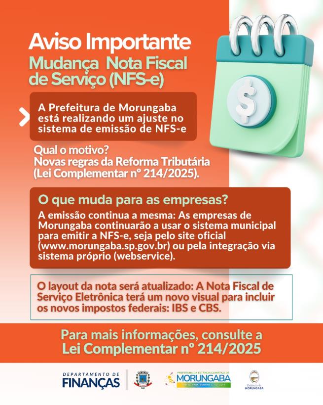 Comunicado - adequações na emissão da Nota Fiscal Eletrônica (NFS-e)